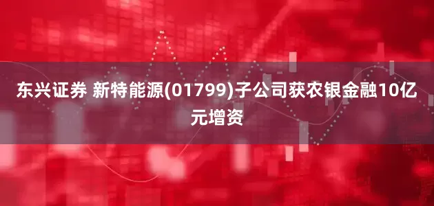 东兴证券 新特能源(01799)子公司获农银金融10亿元增资