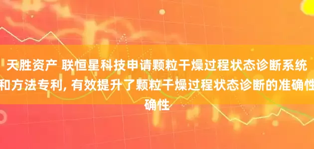天胜资产 联恒星科技申请颗粒干燥过程状态诊断系统和方法专利, 有效提升了颗粒干燥过程状态诊断的准确性