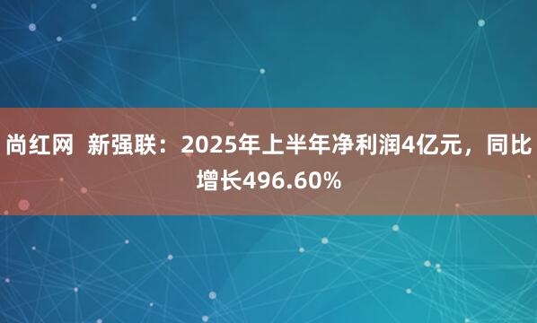 尚红网  新强联：2025年上半年净利润4亿元，同比增长496.60%